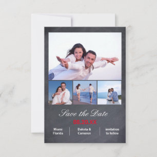 4 Photos Vertical - 3x5 Chalkboard Save the Date