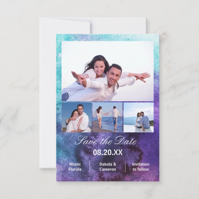4 Photos Vertical - 3x5 Painting Save the Date (Front)