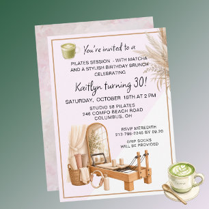 4 Pilates & Matcha (any age) 30th Birthday Event  Invitation