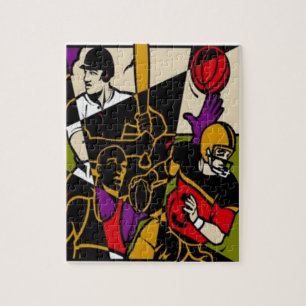 4 Puzzle Sport avec boîte cadeau