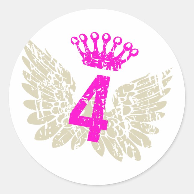 #4 Raspberry Wings Classic Round Sticker (Front)