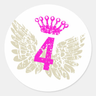 #4 Raspberry Wings Classic Round Sticker