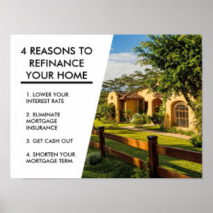 4 Reasons to Refinance Mortgage Company Office Poster