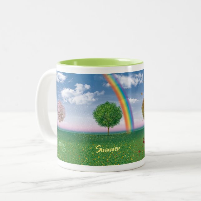 4 saisons avec mug de café combo texte (Devant gauche)