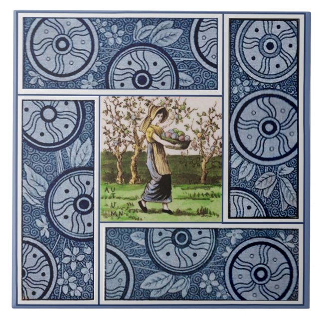 4 Seasons Autumn by Kate Greenaway for Boote Repro Tile (Front)