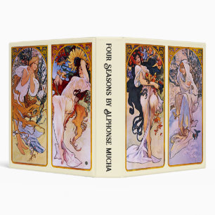 4 Seasons by Alphonse Mucha, Vintage Art Nouveau Binder