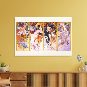 4 Seasons by Alphonse Mucha, Vintage Art Nouveau Canvas Print