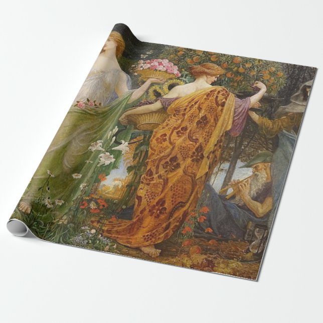 4 Seasons By Walter Crane Wrapping Paper (Unrolled)