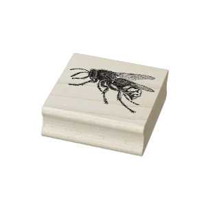 4 sizes rubber stamp with retro image Bee