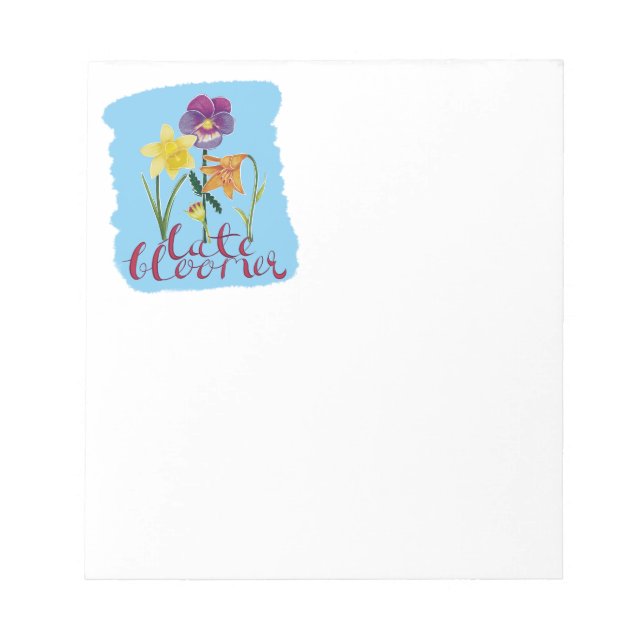 4 Spring and Summer Flowers with Fancy Text Notepad (Front)