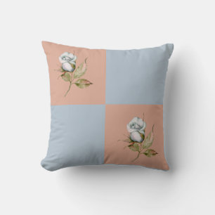 4 Square 2 with Single blue-grey Rose Throw Pillow