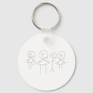 4 Stick Figures Keychain