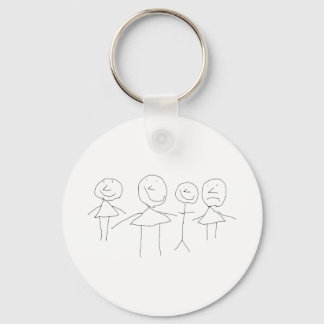 4 Stick Figures Keychain