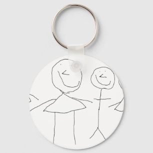 4 Stick Figures Keychain