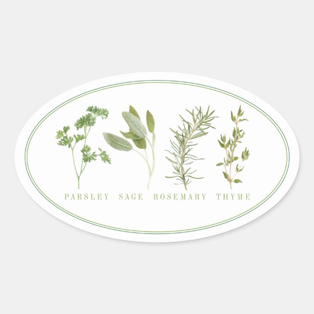 4 Stickers ovale HERBS FRAIS (Devant)