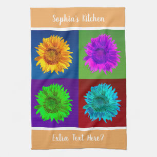 4 Sunflowers In 4 Colourful Squares Lt Org DIY Nam Kitchen Towel