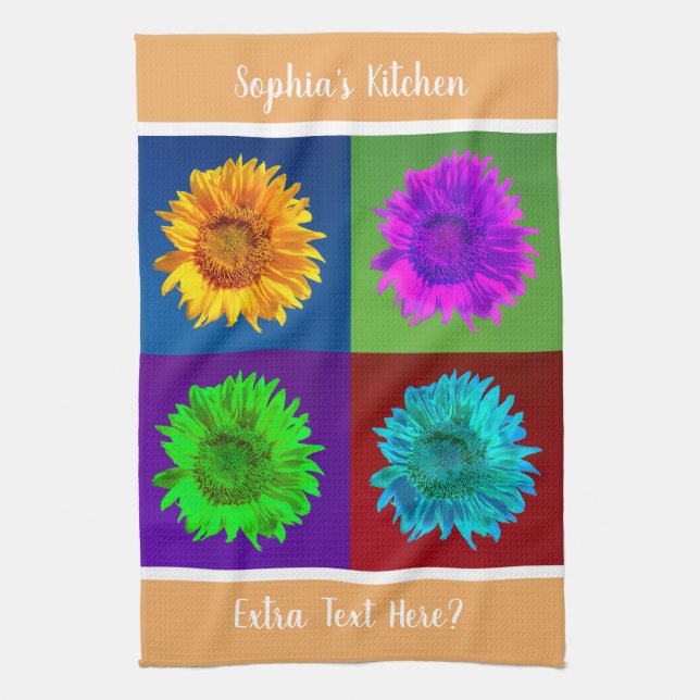 4 Sunflowers In 4 Colourful Squares Lt Org DIY Nam Kitchen Towel (Vertical)