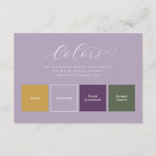 4 Swatch Colours Attire Lavender Wedding Enclosure Card