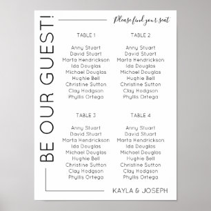 4 table Minimalist Wedding seating chart template