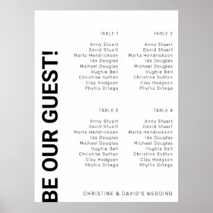 4 table Simple White Wedding seating chart