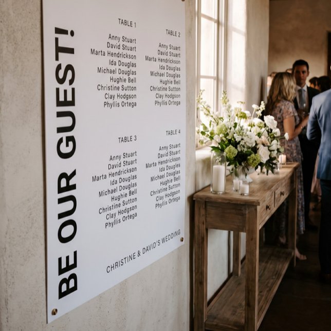 4 table Simple White Wedding seating chart (Creator Uploaded)