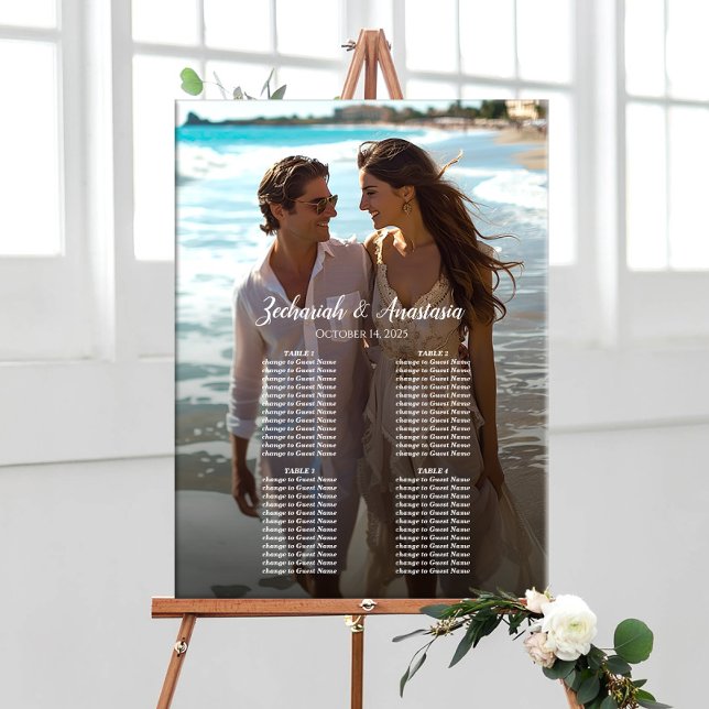 4 tables elegant photo wedding seating chart (Creator Uploaded)