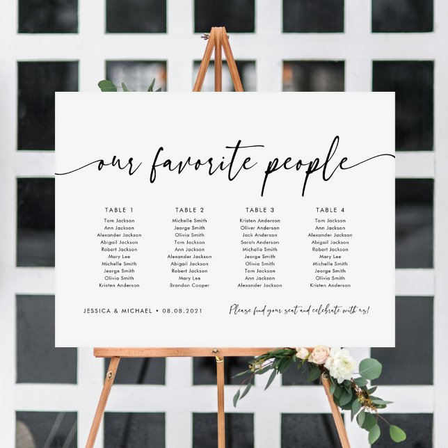 4 Tables Our Favourite People Seating Chart Plan (Creator Uploaded)