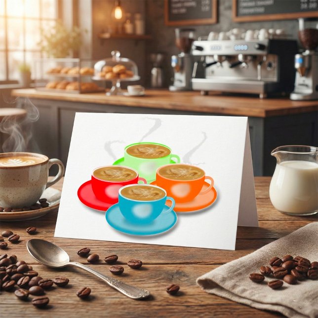 4 tasses de cartes de voeux de café (Créateur téléchargé)