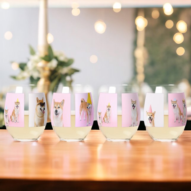 4 to 16 Photo Collage Personalized Stemless Wine Glass (4 to 16 Photo Collage Personalized Stemless Wine Glass / glasses from Ricaso. Choose 1, 2 or 4 set)