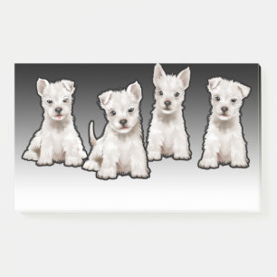 4 Westy pups wide black fade Post-it note block