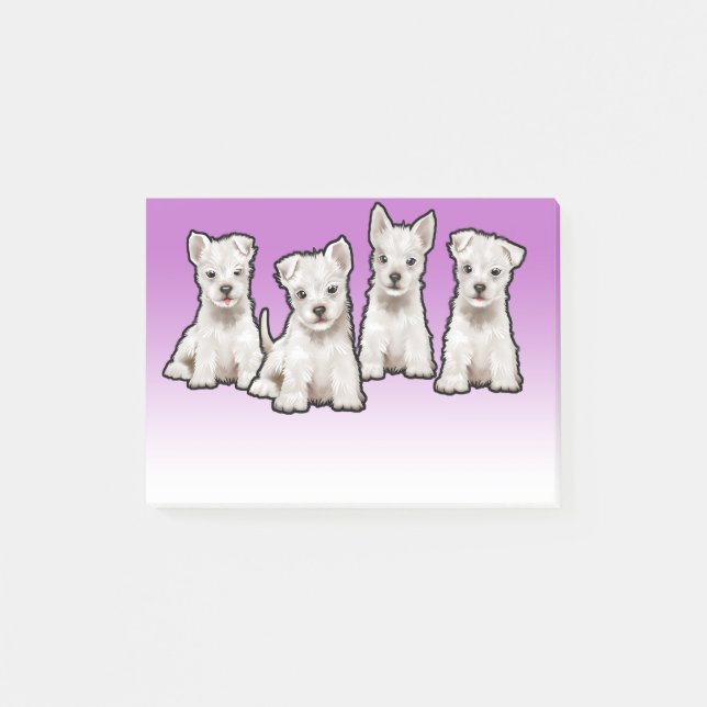 4 Westy pups wide purple fade Post-it note block (Front)