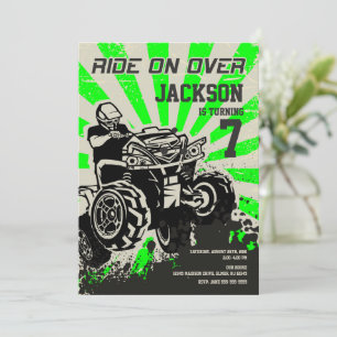 4 Wheeler Birthday Invitation / Quad Bike / Green