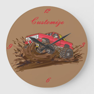 4-wheeler mud truck Thunder_Cove Large Clock