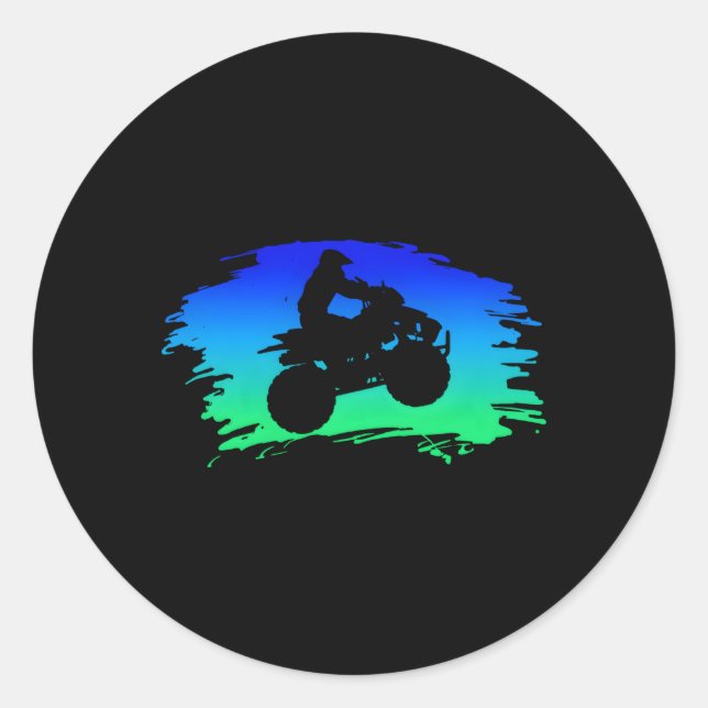 4 Wheeler Quad Bike Atv Riding Classic Round Sticker (Front)