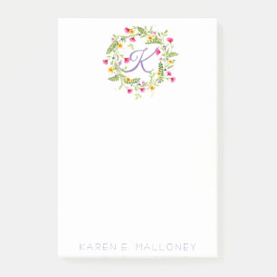 4”x6” NOTE FLOWER WREATH & CUSTOME INITIAL