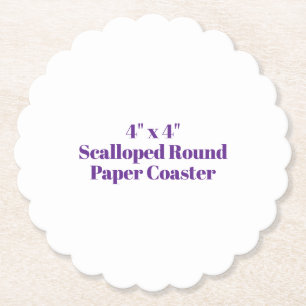 4" x 4" Scalloped Round Paper Coaster