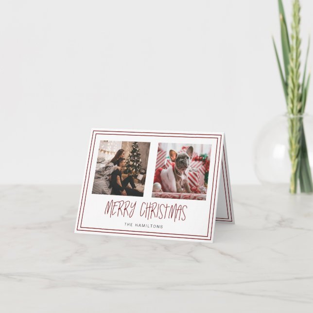 4 x 5.6 inch Tented Merry Christmas Minimalist Holiday Card (Front)