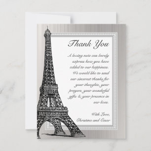 4 x 5 FLAT Thank You Card Black Eiffel Tower