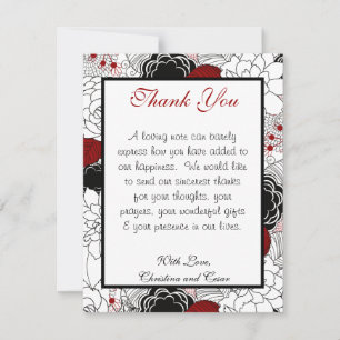 4 x 5 Fleurs noires Cartes de remerciements PLATES