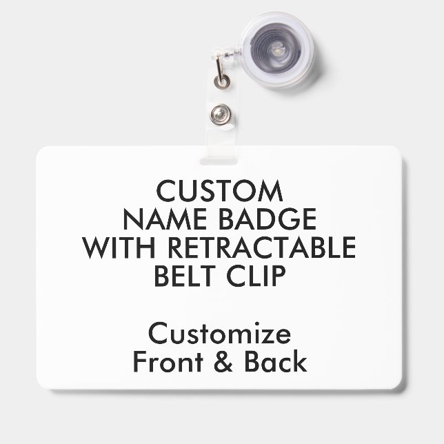 4" x 6" Custom Name Badge & Retractable Belt Clip (Front with Retractable)