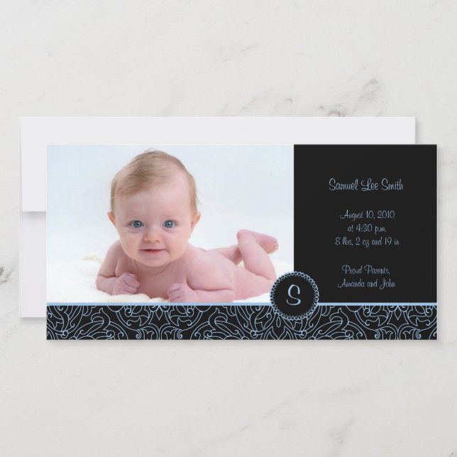 4 x 8 Photo Card Elegant Blue (B) (Front)