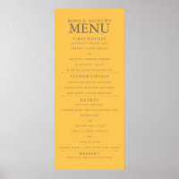 4" x 9" Daffodil Yellow Wedding Menu