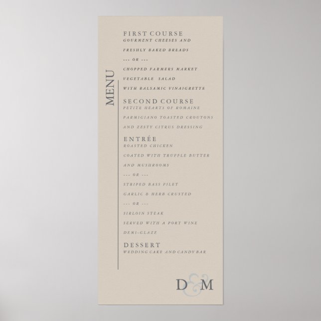 4" x 9" Perfectly Pale Wedding Menu Poster (Front)