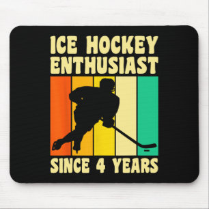 4 Year Old 4 Birthday Vintage Ice Hockey 4th Birth Mouse Pad