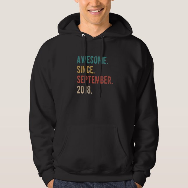 4 Year Old 4th Birthday Bday Awesome Since Septemb Hoodie (Front)