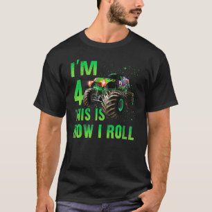 4 Year Old  4th Birthday Boy Monster Truck Car T-Shirt