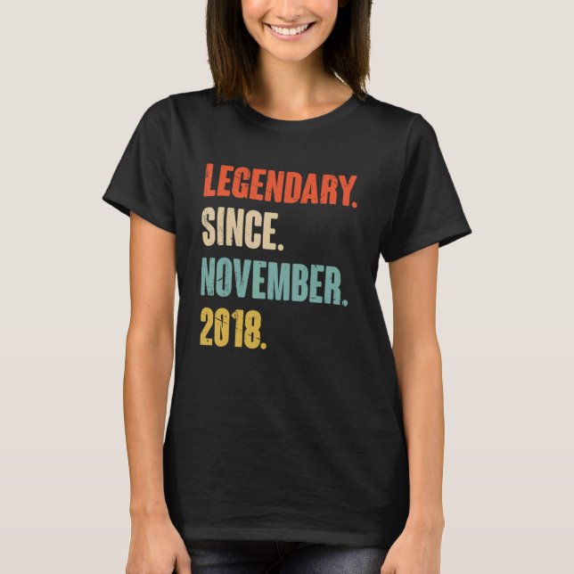 4 Year Old 4th Birthday Legendary Since November 2 T-Shirt (Front)