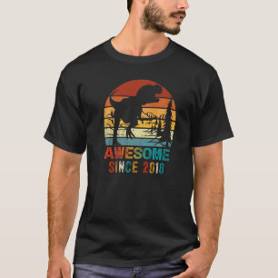 4 Year Old Awesome Since 2018 4th Birthday Dinosa T-Shirt