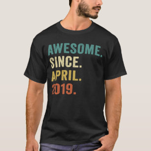 4 Year Old Awesome Since April 2019 4th Birthday T-Shirt