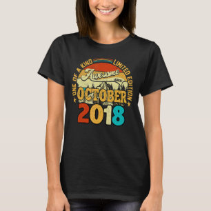 4 Year Old Awesome Since October 2018 4th Birthda T-Shirt
